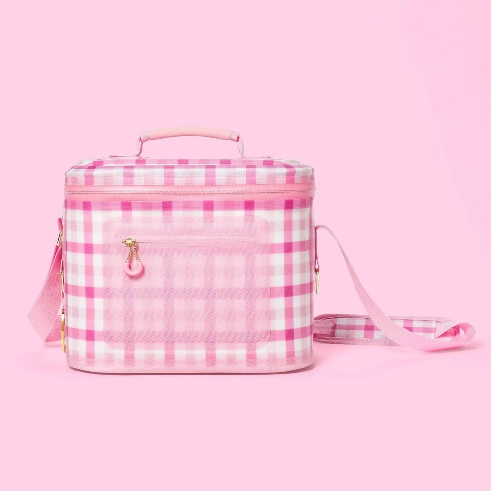 Stoney Clover Lane Target 8.8QT Softside Waterproof Cooler Gingham Pink 12 Cans